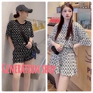 Ny women's thigh tracksuit, long and loose elastic loungewear set in 2 colors, black and white - vid