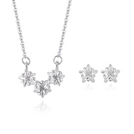 【S999 Starry Grace】SUKI DAKARA S999 Silver Zircon Star Jewelry Set Necklace & Earrings for Women