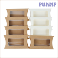 PUKMF 10/20pcs Pillow Shape Cookie Candy Box Wedding Kraft Paper Gift Packaging Boxes with Clear Window Birthday Party Decor Supplies HSRRT