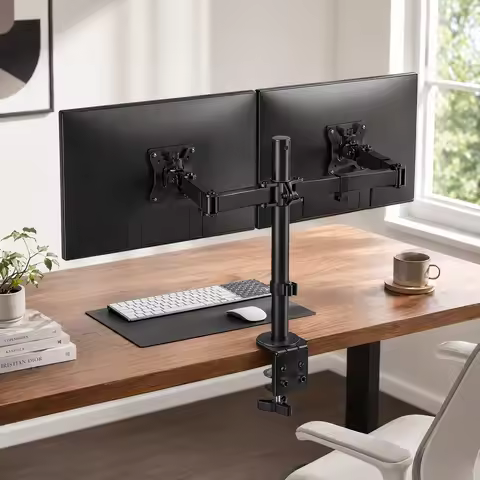 Dual Monitor Stand, Heavy Duty Adjustable Monitor Desk Mount for 2 Screens up to 32 Inches, Fully Ad