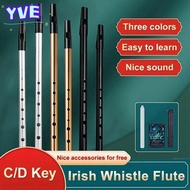 YVE Irish Whistle Flute, Easy-to-learn Rich Tone Aluminum Tin Whistle, Traditional C/D Key 6 Holes I