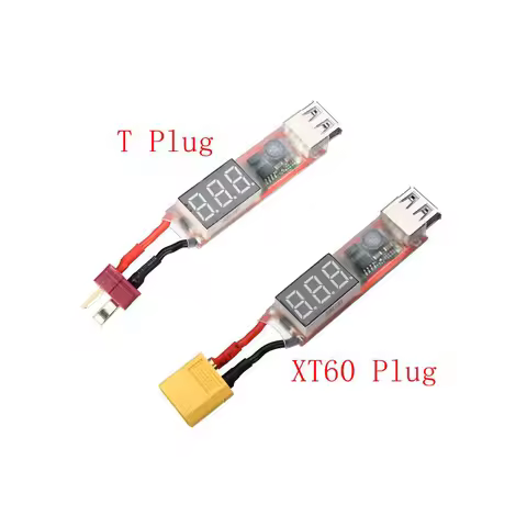 2S-6S Lithium Battery XT60 Plug to USB Power Converter Adapter w/Digital Display 5V 2A Charger Conve