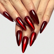 European American Exaggerated Long Almond nails Red Cat's Eye Wear nails 30 Pieces Red Cat's Eye Wea