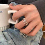 S925 Sterling Silver Pig Nose Ring Female Simple Hollow Pig Nose Stacking Open Ring Female