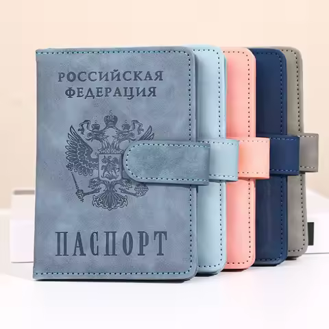 Russian Passport Cover Passport Case PU Leather Passport Holder Travel Wallet Ticket Holder ID Card 