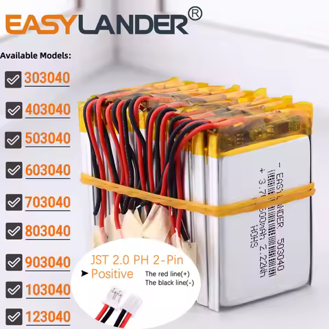10PCS/Lot PH2.0 2Pin 103040 3.7V 1200mAh Polymer Lithium Ion Li-ion Battery 303040 403040 503040 603