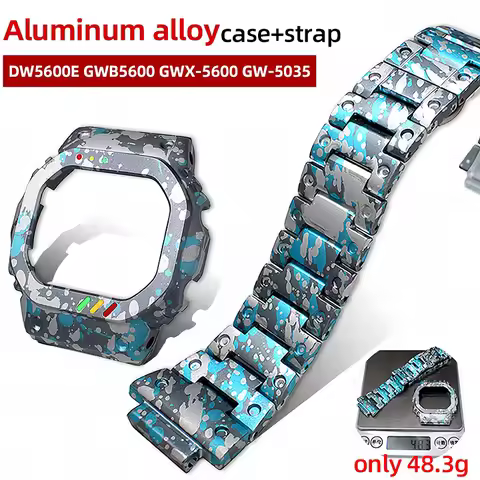 DW5600 GW-B5600 Aluminum alloy Case&Strap mod kit For Casio 3229 GWX-5600 DW5030 DW5035 Metal bezel 