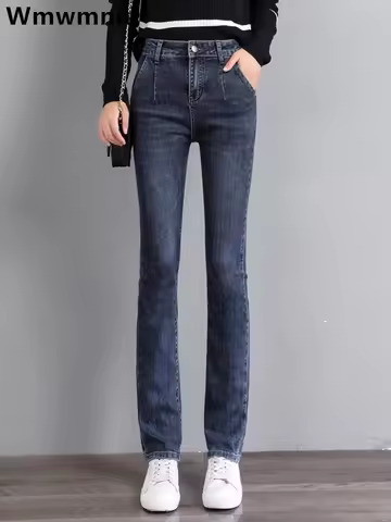 Straight Jeans Big Size 36 High Waist Women's Denim Pants Korean Streetwear Vintage Kot Pantalones C