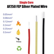100Meter/Roll Ultra Single Core PTFE Wire AF250 FEP Silver Plated Wire  0.05mm² ~0.5mm²  High Temper