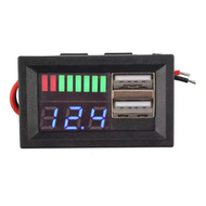 Dual USB 5V 2A Car Voltmeter Voltage Meter Panel 12V-24V 3S-7S Lithium Battery Capacity Indicator Po