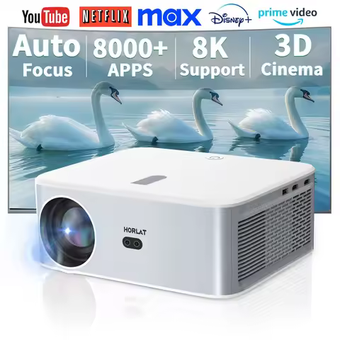 HORLAT 4K Projector 1500Ansi Lumens Android 12 LED Beamer Full HD 1080P Video Home Theater Keystone 