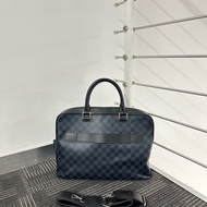 LV porte documents棋盤格公文包 藍黑色棋盤格 95新