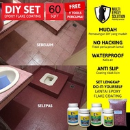 EPOXY FLAKE COATING DIY SET 60 SQFT 100% SOLIDS CONTENT (9 FREE GIFTS)