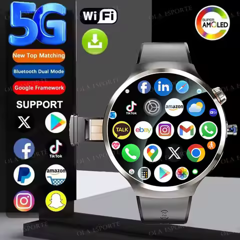 5G/4G Full Netcom Android Smart Watch With SIM Card Camera Video Call AMOLED GPS WIFI Google Play Ma