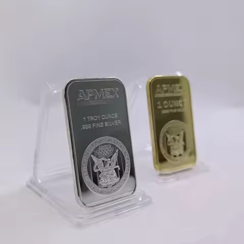 APMEX Gold Plated Bar USA 1 Ounce .9999 Fine Gold AND .999 Fine Silver Plated Bullion Bar Decorative
