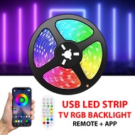 5M USB RGB APP LED SMD5050 Strip Lights TV USB BackLight Remote APP Control Room Decoration Led Tape