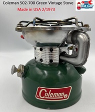 Coleman 502-700 Green Vintage Stove Date 2/73