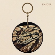 EMJOUR Double-Sided Embroidered Charm-Python | Animal Snake Reptile Souvenir Gift Key Ring Bag Acces