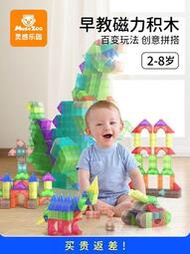 MuseZoo感樂園兒童立體幾何磁力積木塊益智拼靈裝玩具彩窗片禮物