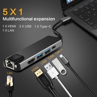 Type-c USB 3.1 To HDMI 1080P 4K 5 IN 1 USB*2 3.0 TYPE-C LAN for Macbook Chromebook Laptops with Usb-c Output To Dispal