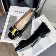 Heels for Women 3 CM Chunky Heels Patent Leather Squared toe Casual Shoes 2023 Summer Work Shoes Siz