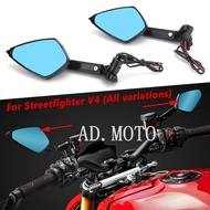 Motorcycle Accessories Rearview Mirror with LED Turn Signal Light Black A pair For Ducati Streetfighter V4 STREETFIGHTER V4