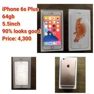 iPhone 6s Plus 64gb 5.5inch 90% looks good Price: 4,300
