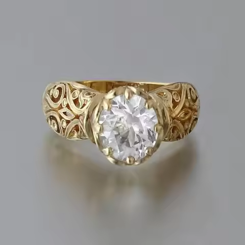 Simple and versatile men's and women's zircon rings are popular accessories with retro floral design