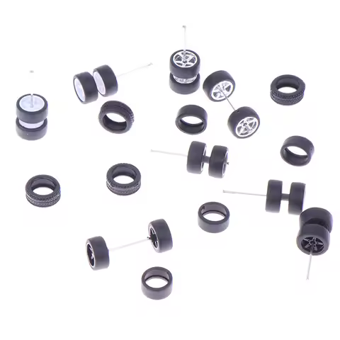 1:64 Car Wheels 1Set DIY Racing For Rubber Tire With Wheel Axle Model Modified Part