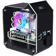 52Pi Raspberry Pi 4 Mini Tower NAS Kit, ICE Tower Cooler with PWM RGB Fan, M.2 SATA SSD Expansion Bo