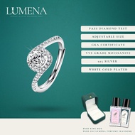 [Lumena] Aura 1.0 Carat Moissanite Diamond Adjustable White Gold Plated 925 Silver Ring