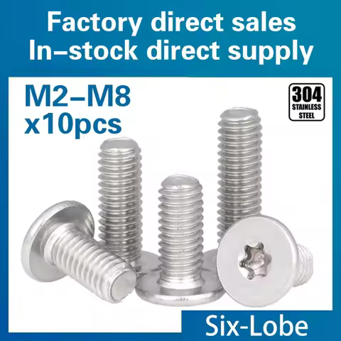 10pcs/lot M1.6 M2 M2.5 M3 M4 M5 M6 M8 304 stainless steel CM six-leaf Torx ultra-thin ultra-low flat