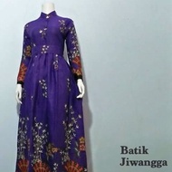 Terbaru Baju Gamis Batik Wanita Kipas Ungu, Busui, Baju Pesta
