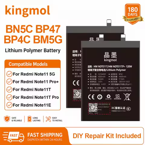 Kingmol Replacement Battery For Xiaomi Redmi Note 11 11T Pro Plus 11E 11R BN5C BP47 BP4C BM5G BN5H B