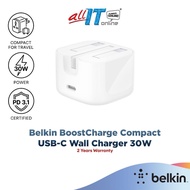 Belkin BoostCharge Compact USB-C Wall Charger 30W Fast Charger