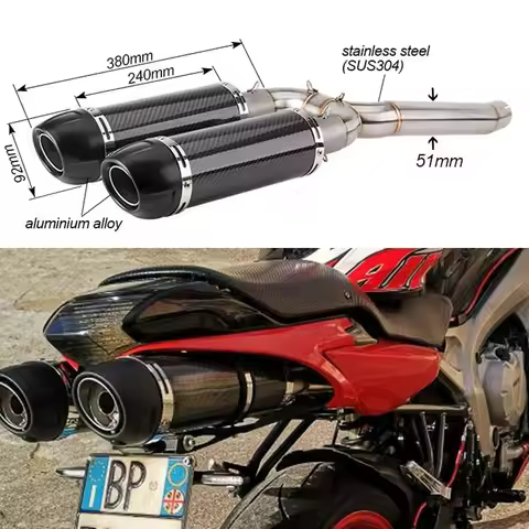For Yamaha FZ6 FZ6N S2 FZ6S Fazer 600 Exhaust Motorcycle Carbon Fiber Exhaust Muffler Middle Pipe Fu