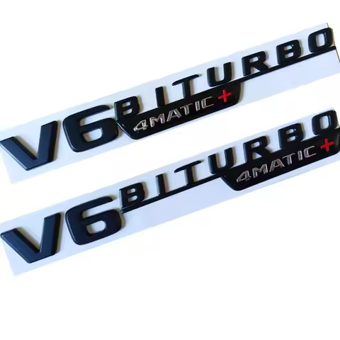 2PCS Matte Black Emblem for V6 BITURBO 4matic+ Car Styling Fender Badge Double Turbo Sticker