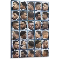 Black Male Haircut Poster Barbershop Poster Salon Hairdressing Poster Wall Art Paintings Canvas Wall