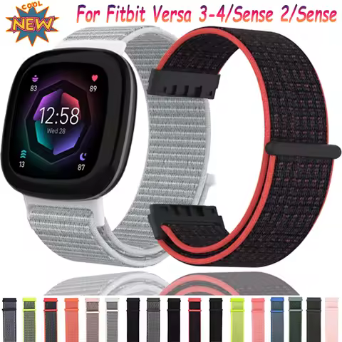 Nylon Loop Strap For Fitbit Versa 4/3 Sports Breathable Comfortable Adjustable Wristband Fitbit Sens
