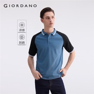 GIORDANO Men Polo Shirts Ice Cooling Summer Polo Shirts Contrasting Short Raglan Sleeve Fashion Casu
