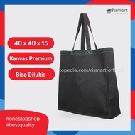 Tas Kanvas Polos Lukis Handle 40x40x15 - Tas Canvas Custom Hitam