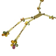 長款顏色藍寶石項鍊，部分帶磁性，18K金材質，重14.5克（含磁性部分），長75厘米，女士款。 [二手]