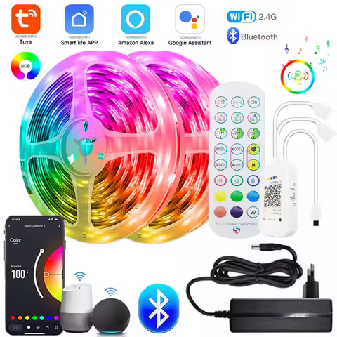 Smart Led Strip Lights Music Sync Rgb 5050 Led Tape Light Wifi Bluetooth Led Light Strip For Bedroom