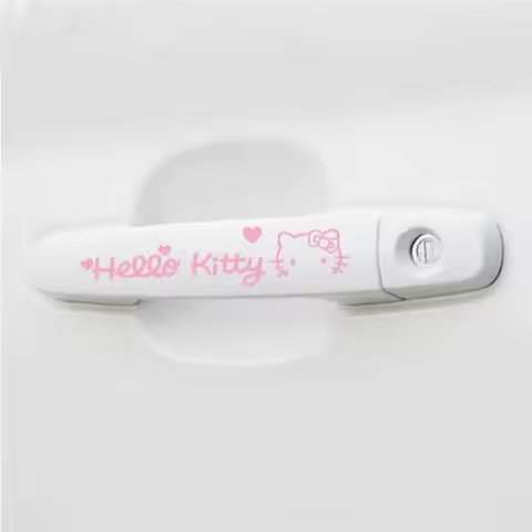Hello Kitty Car Door Handle Stickers Cute Cartoon Door Handle Decals Waterproof Automotive Decorativ