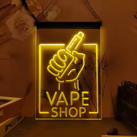 Vape Shop Holding Hand Display LED Neon Sign-3D Carving Wall Art for Home,Room,Bedroom,Office Decor-