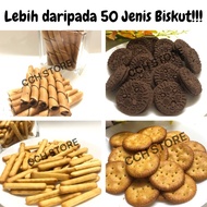 Biskut Timbang Tin (+/-200G) Biscuit Wafer Pandan, Strawberry, Coklat, Cornflakes, Sultana, etc