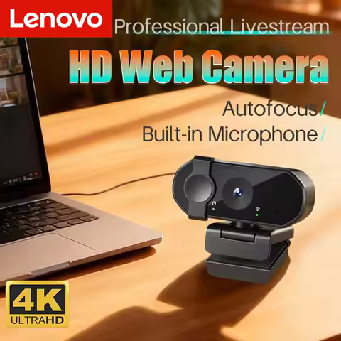 Lenovo 4K Webcam Autofocus 2K 8MP With Microphone Web Camera Full HD 1080P Computer Laptop Webcams F
