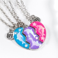 Friendship Best Friend Necklace for 3 Girls Magnetic Dolphine Matching Heart Pendant BFF Necklaces f