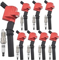 OYEAUTO Ignition Coils With Iridium Spark Plugs Pack Set of 8 DG508 C1454 FD503 Compatible with Ford