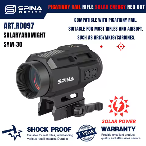 SPINA OPTICS SolarYardMight Solar Energy 1x30Red Dot Sight RifleScope QD Mount Hunting&Tactics AR CQ